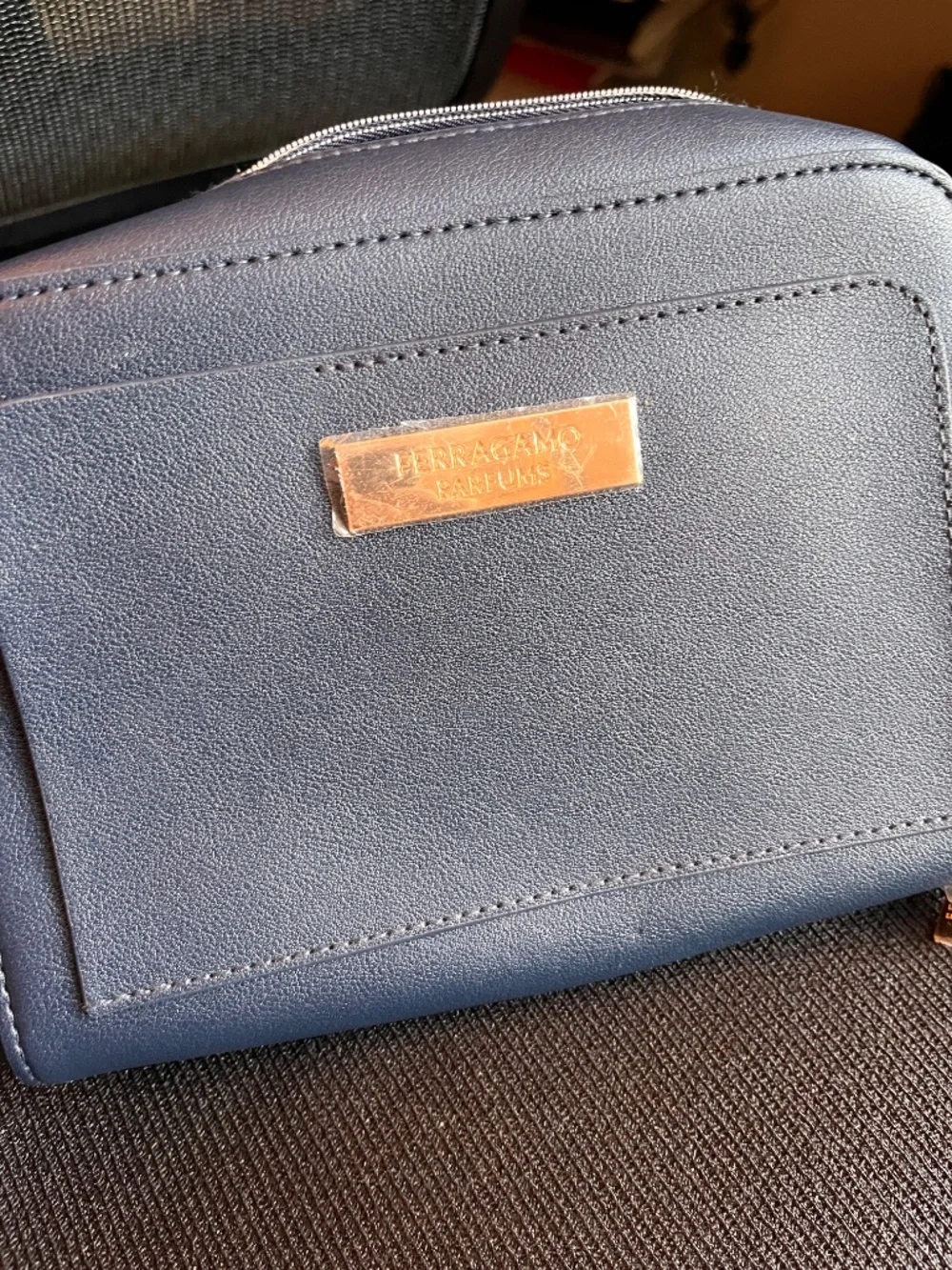 Ferragamo Parfums Navy Travel Cosmetic Bag In Partnership with Air India NEW